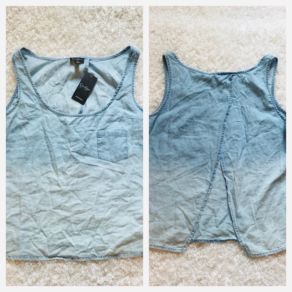 Jessica Simpson Chambray Denim Crop Top Sz S NWT